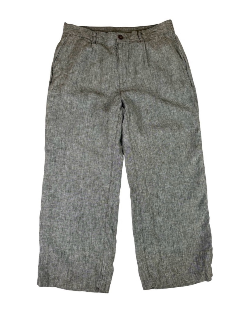 Lands' End Wide Leg Linen-Blend Pants in Gray